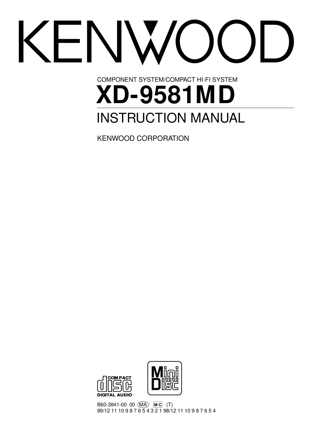 Kenwood XD-9581MD instruction manual 