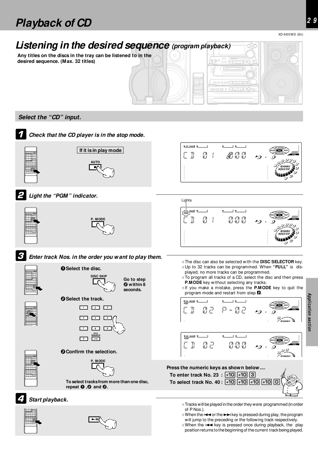 Kenwood XD-980MD instruction manual Playback of CD, 1 @, 2 P- 2 