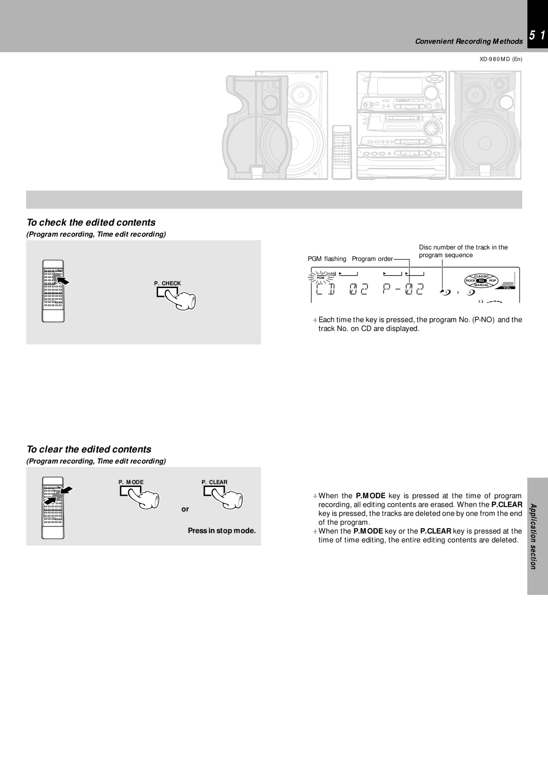 Kenwood XD-980MD instruction manual To check the edited contents, To clear the edited contents 