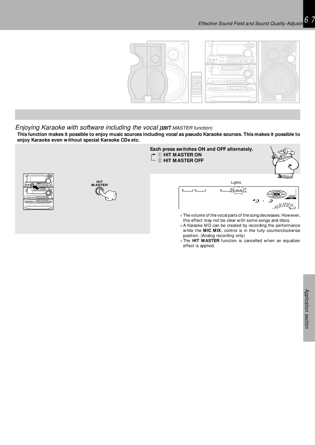 Kenwood XD-980MD Effective Sound Field and Sound Quality Adjustment 6, Each press switches on and OFF alternately 