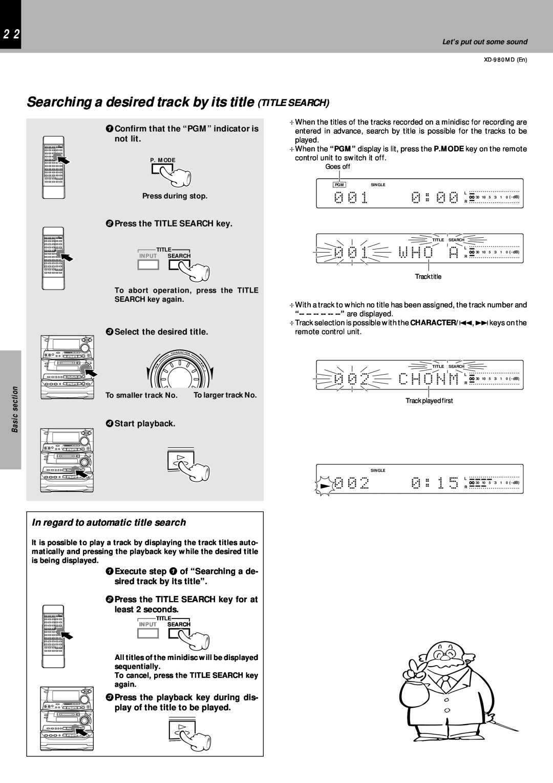 Kenwood XD-980MD instruction manual W H O, C H O N M, 0 : 1, In regard to automatic title search, 0 : 0, Press during stop 