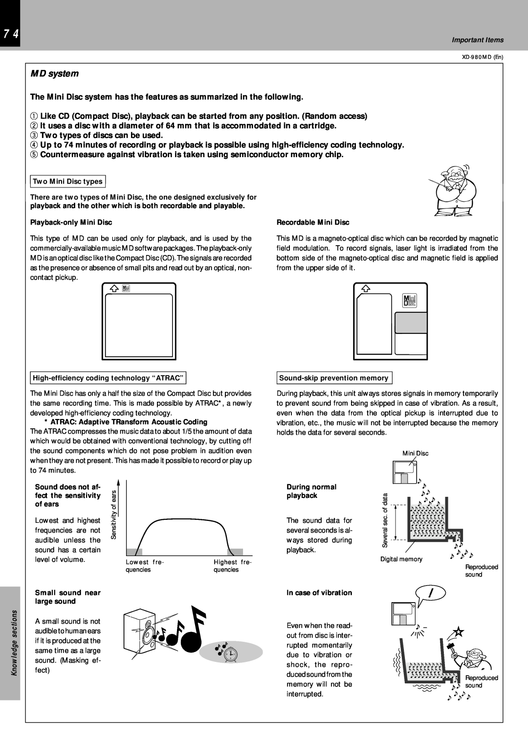 Kenwood XD-980MD instruction manual MD system 
