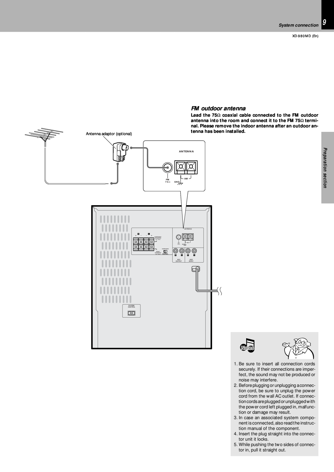 Kenwood XD-980MD instruction manual FM outdoor antenna 