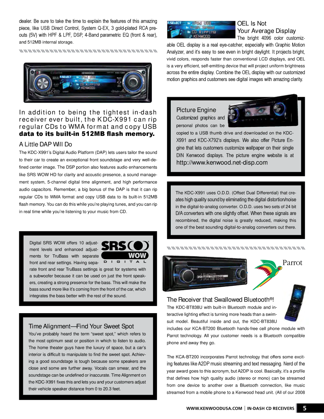 Kenwood XR-S17P OEL Is Not Your Average Display, Little DAP Will Do, Time Alignment-Find Your Sweet Spot, Picture Engine 