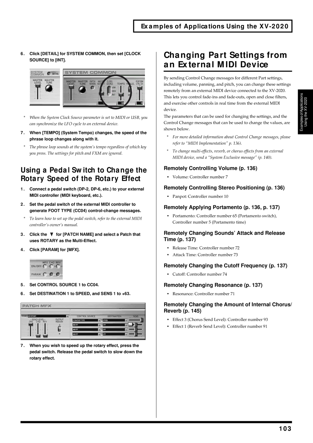 Kenwood XV-2020 owner manual Changing Part Settings from an External Midi Device, 103 