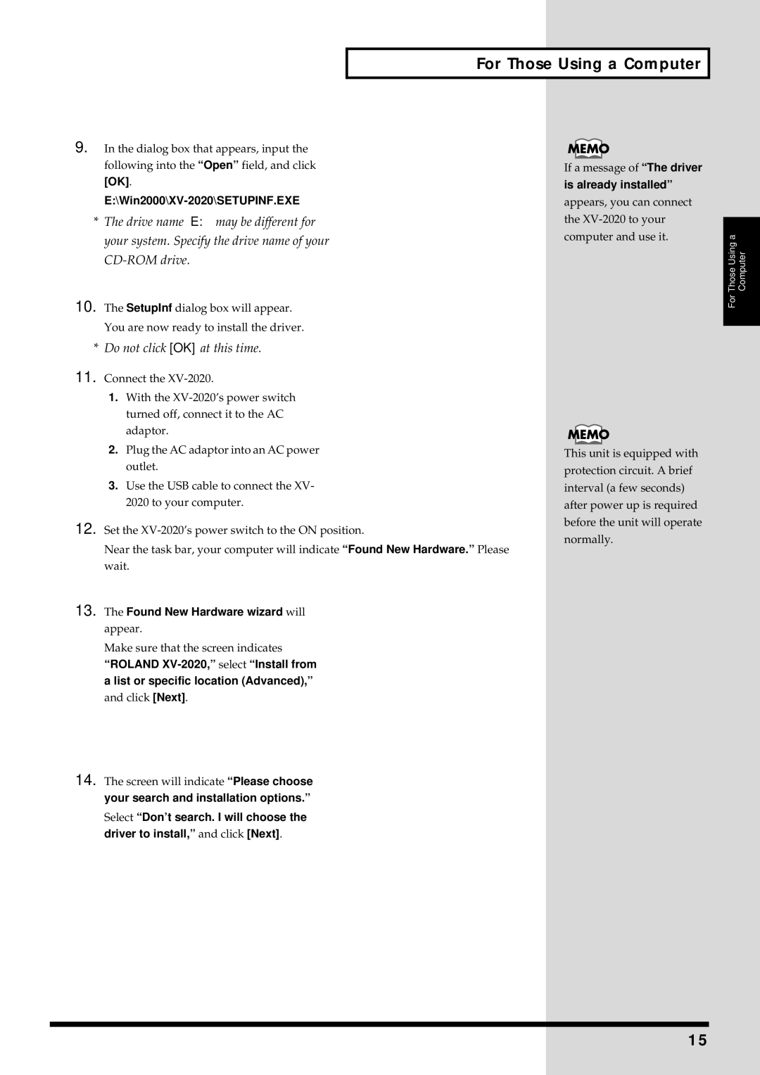 Kenwood owner manual Win2000\XV-2020\SETUPINF.EXE, Found New Hardware wizard will appear, Is already installed 