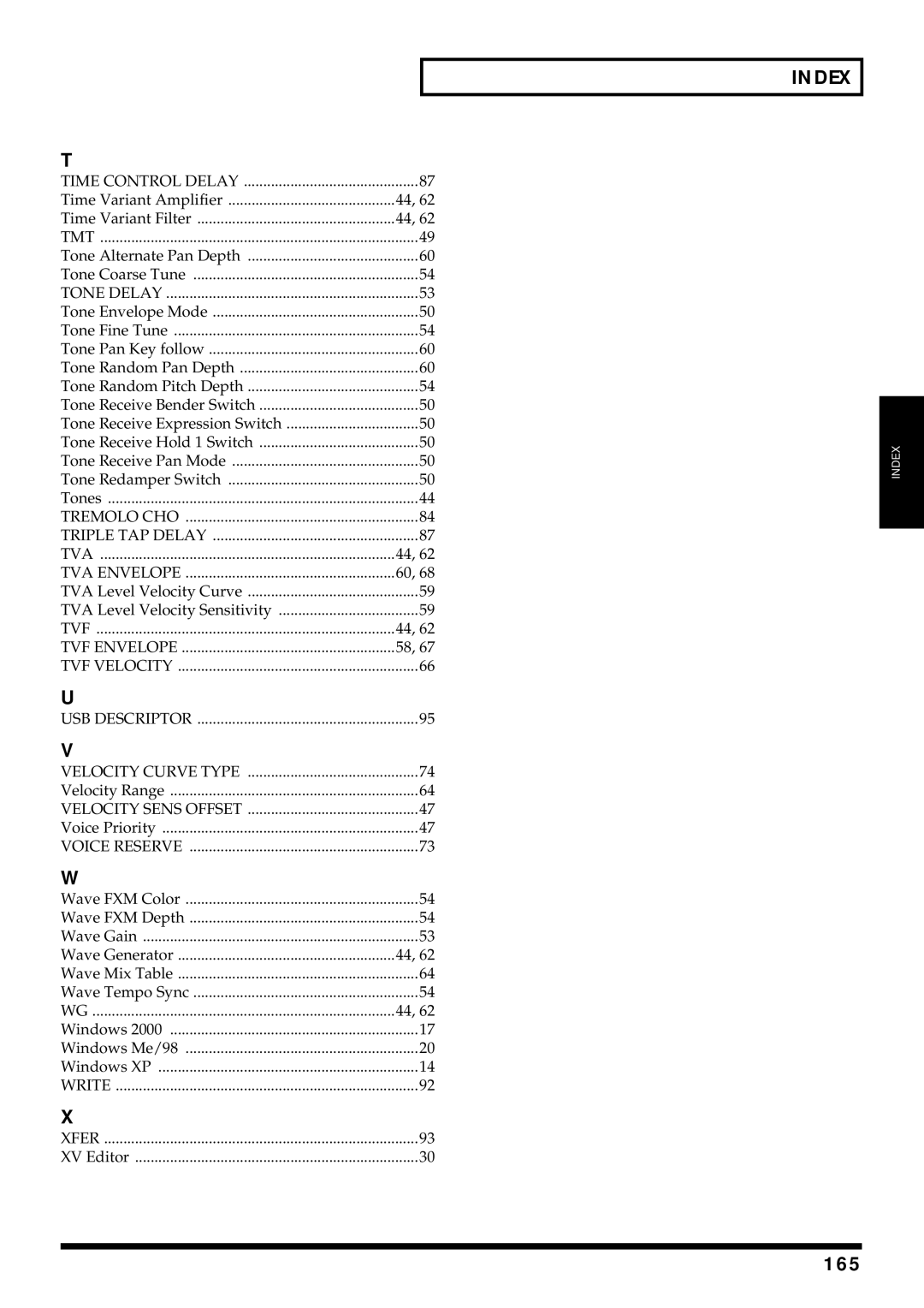 Kenwood XV-2020 owner manual 165, Tone Delay 