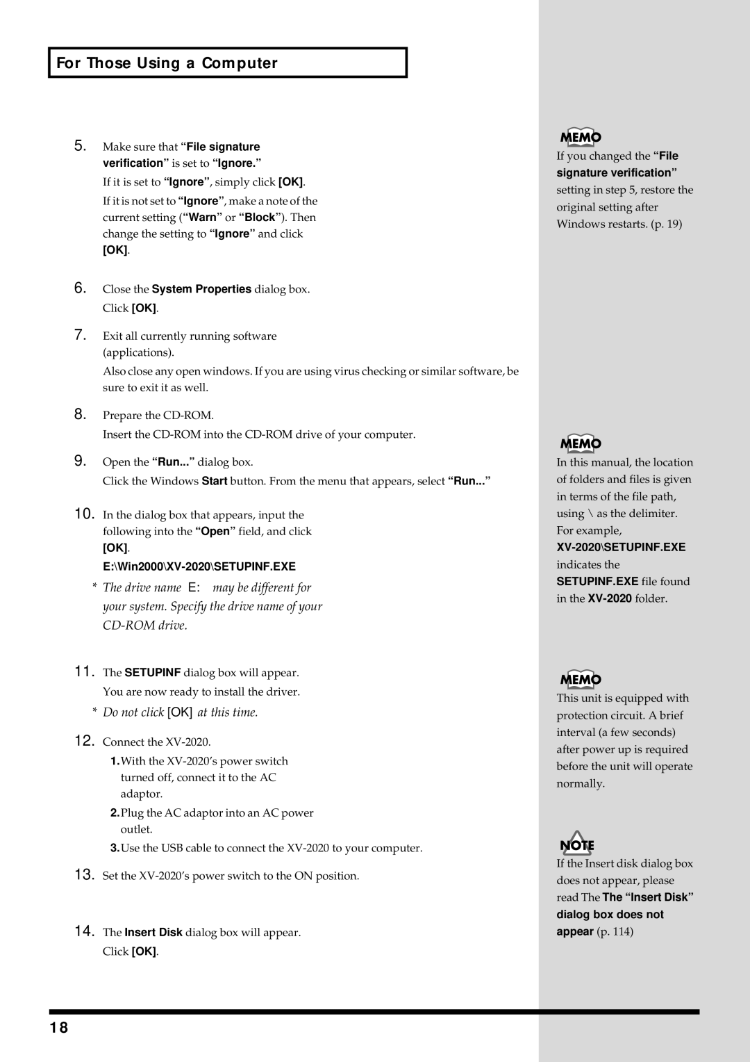 Kenwood XV-2020 Make sure that File signature verification is set to Ignore, Signature verification, Dialog box does not 