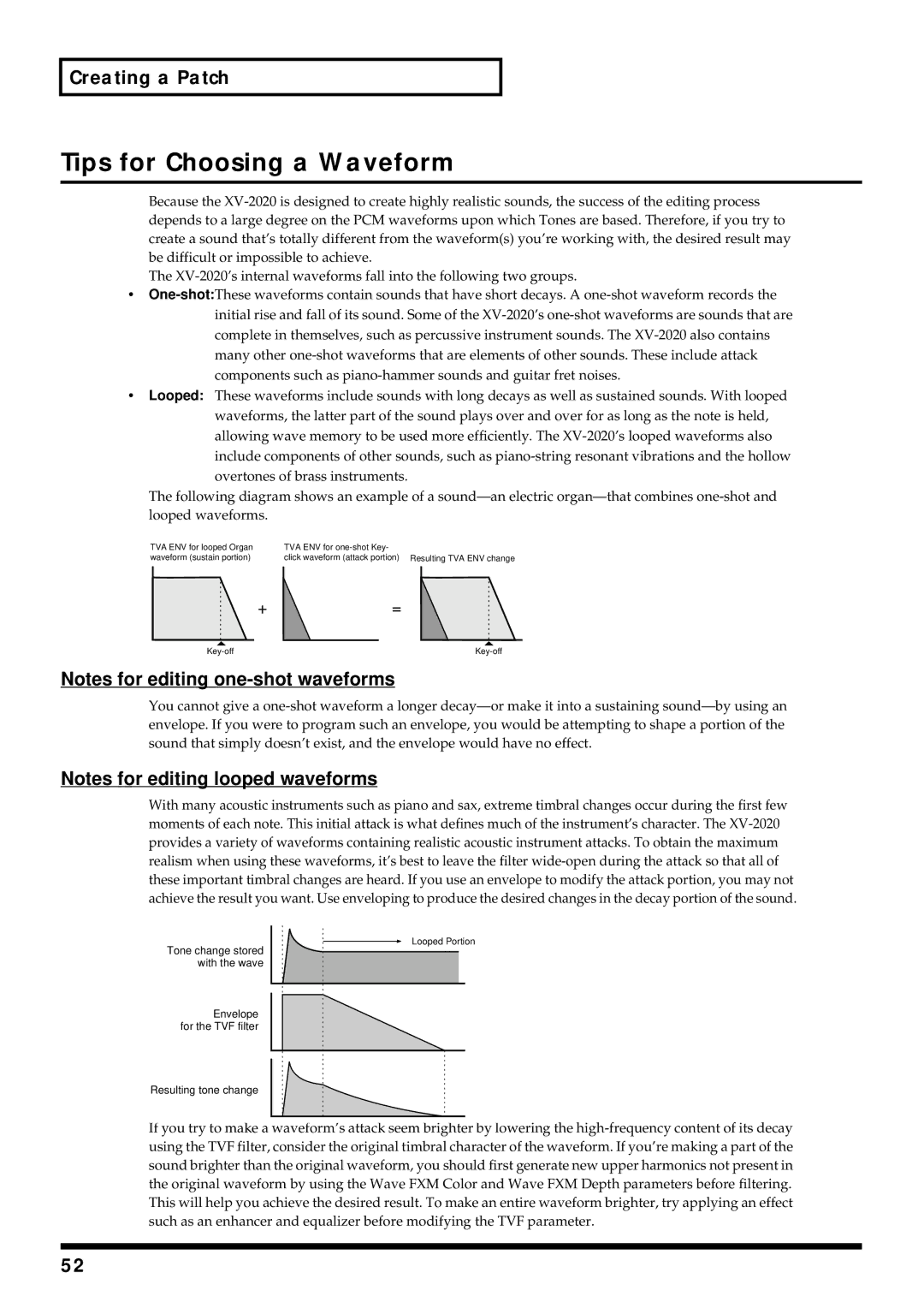 Kenwood XV-2020 owner manual Tips for Choosing a Waveform 