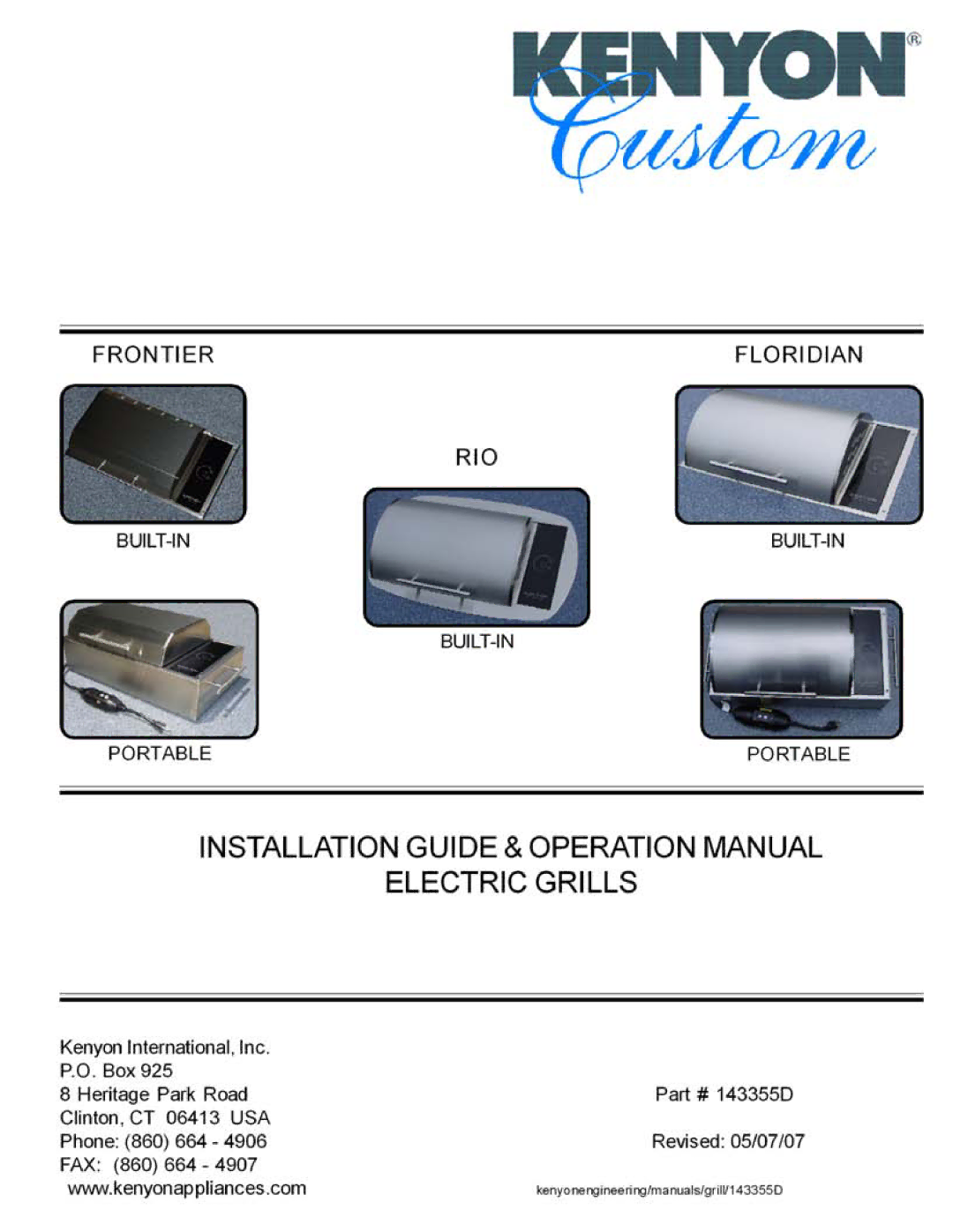 Kenyon 143355D manual 