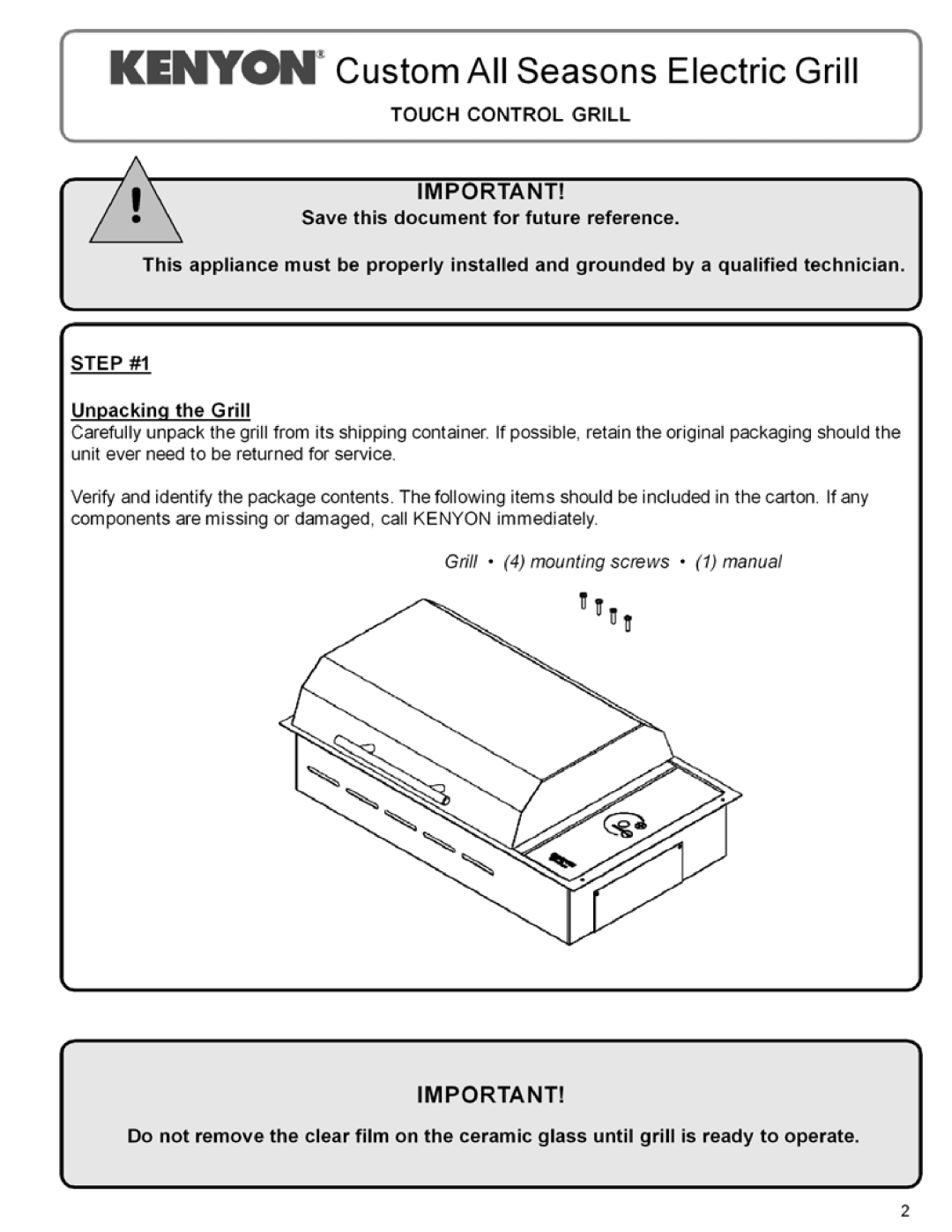 Kenyon 143355D manual 