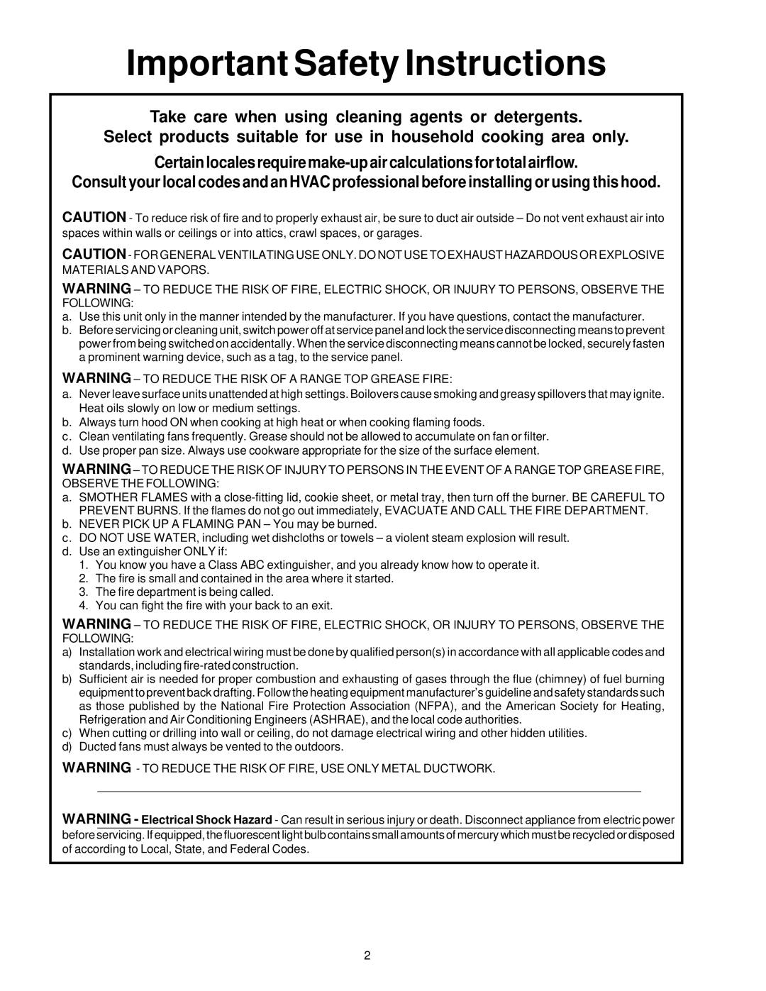 Kenyon B83211, B83212, B83221, B83223, B83222, B83213 manual Important Safety Instructions 