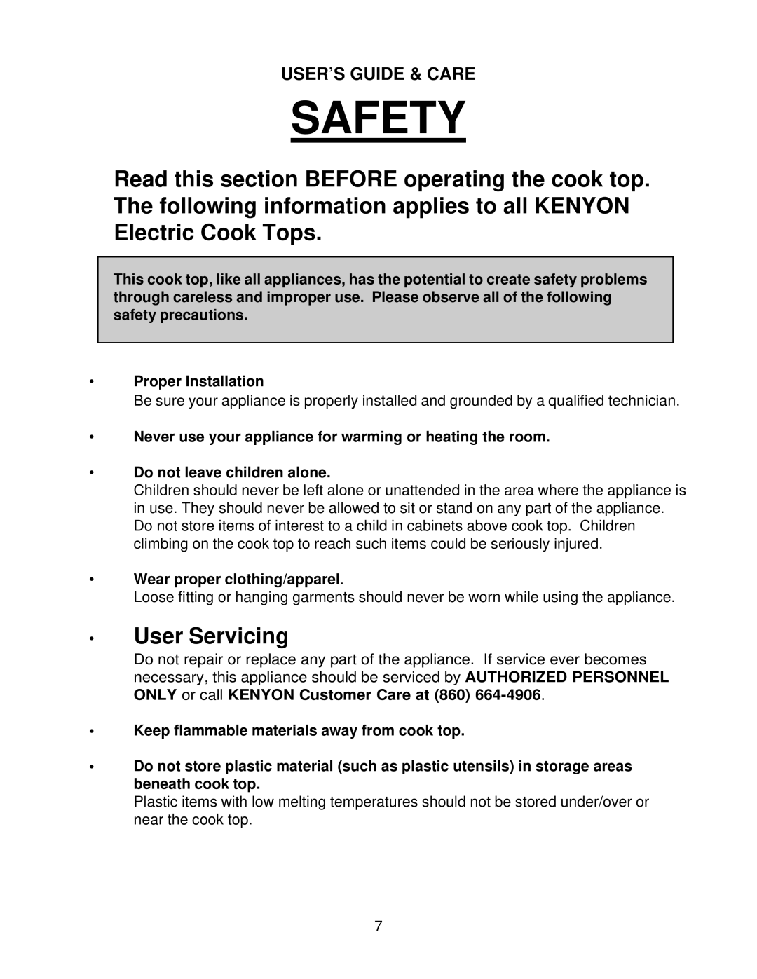 Kenyon UL/C-UL instruction manual Safety 