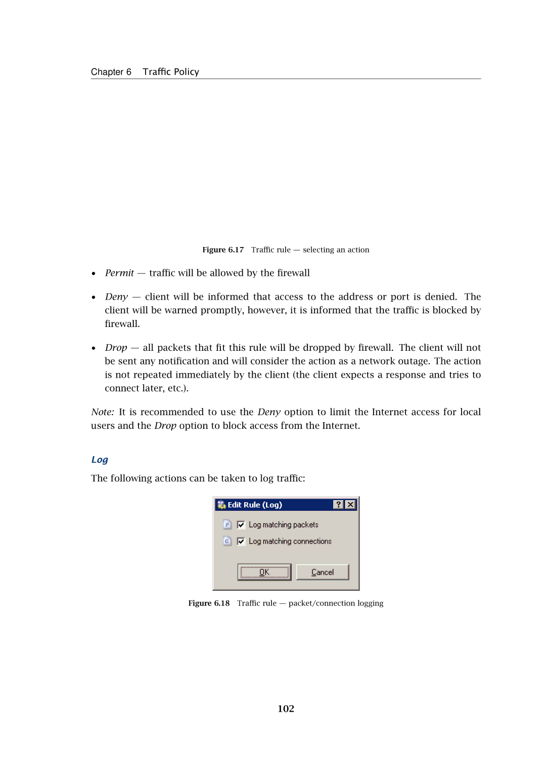 Kerio Tech Firewall6 manual Log, 102 