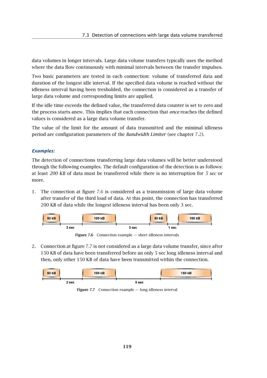 Kerio Tech Firewall6 manual Detection of connections with large data volume transferred, Examples, 119 