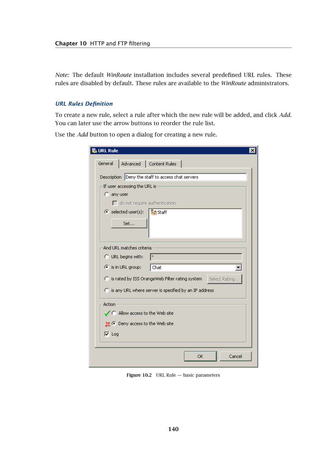 Kerio Tech Firewall6 manual URL Rules Deﬁnition, 140 