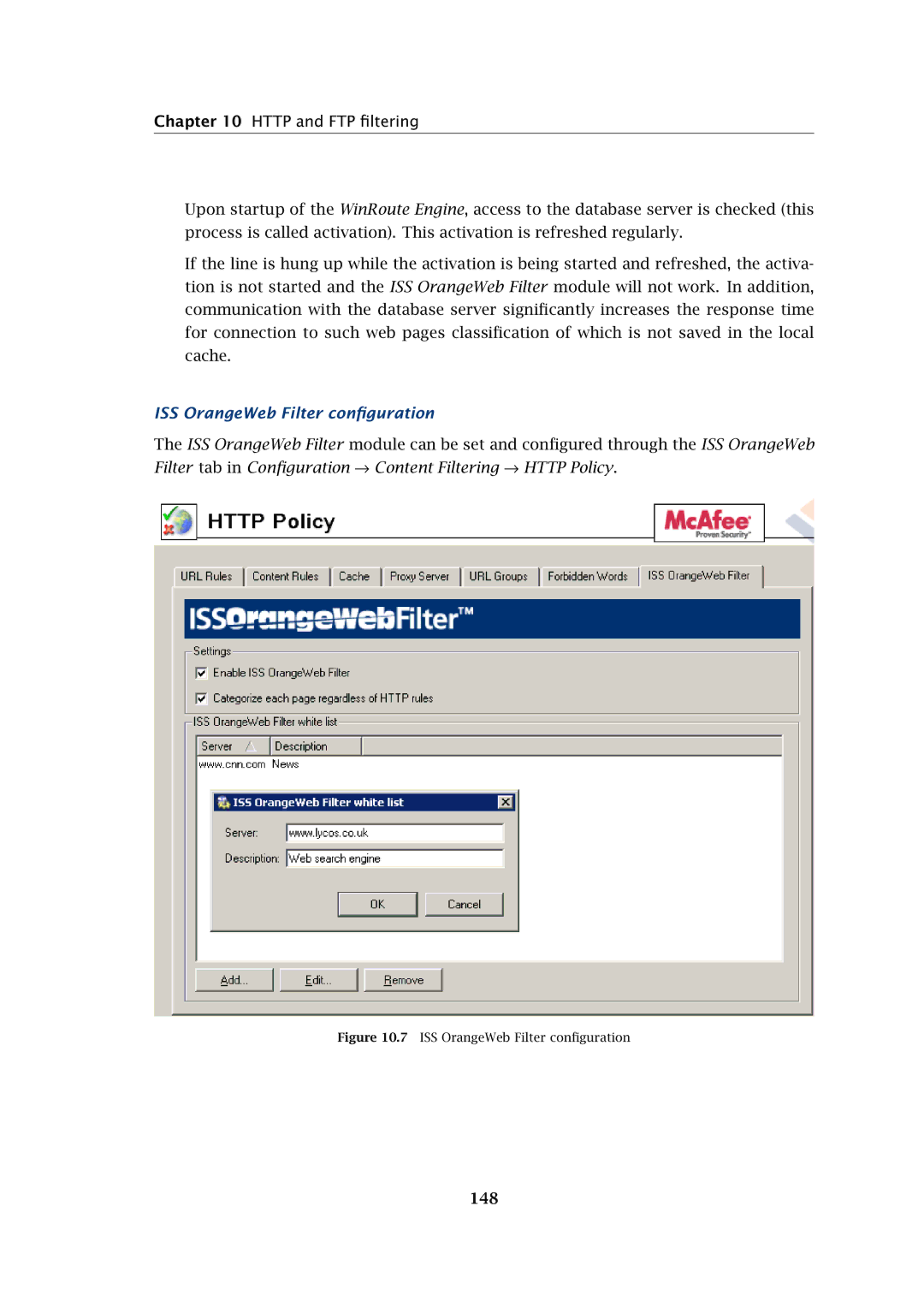 Kerio Tech Firewall6 manual ISS OrangeWeb Filter conﬁguration, 148 