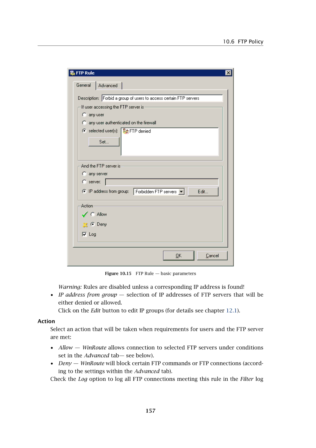 Kerio Tech Firewall6 manual FTP Rule basic parameters 