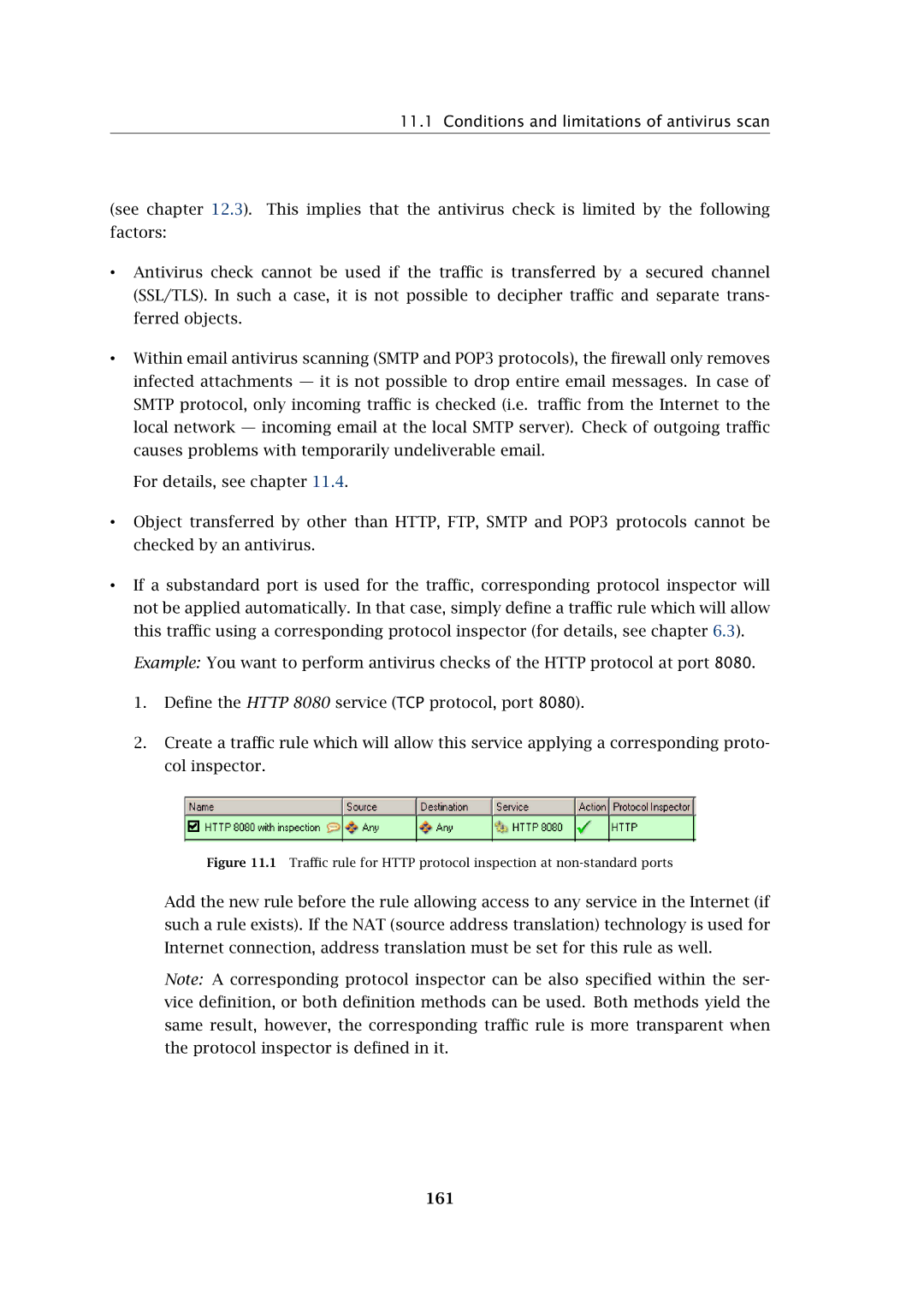 Kerio Tech Firewall6 manual Conditions and limitations of antivirus scan, 161 