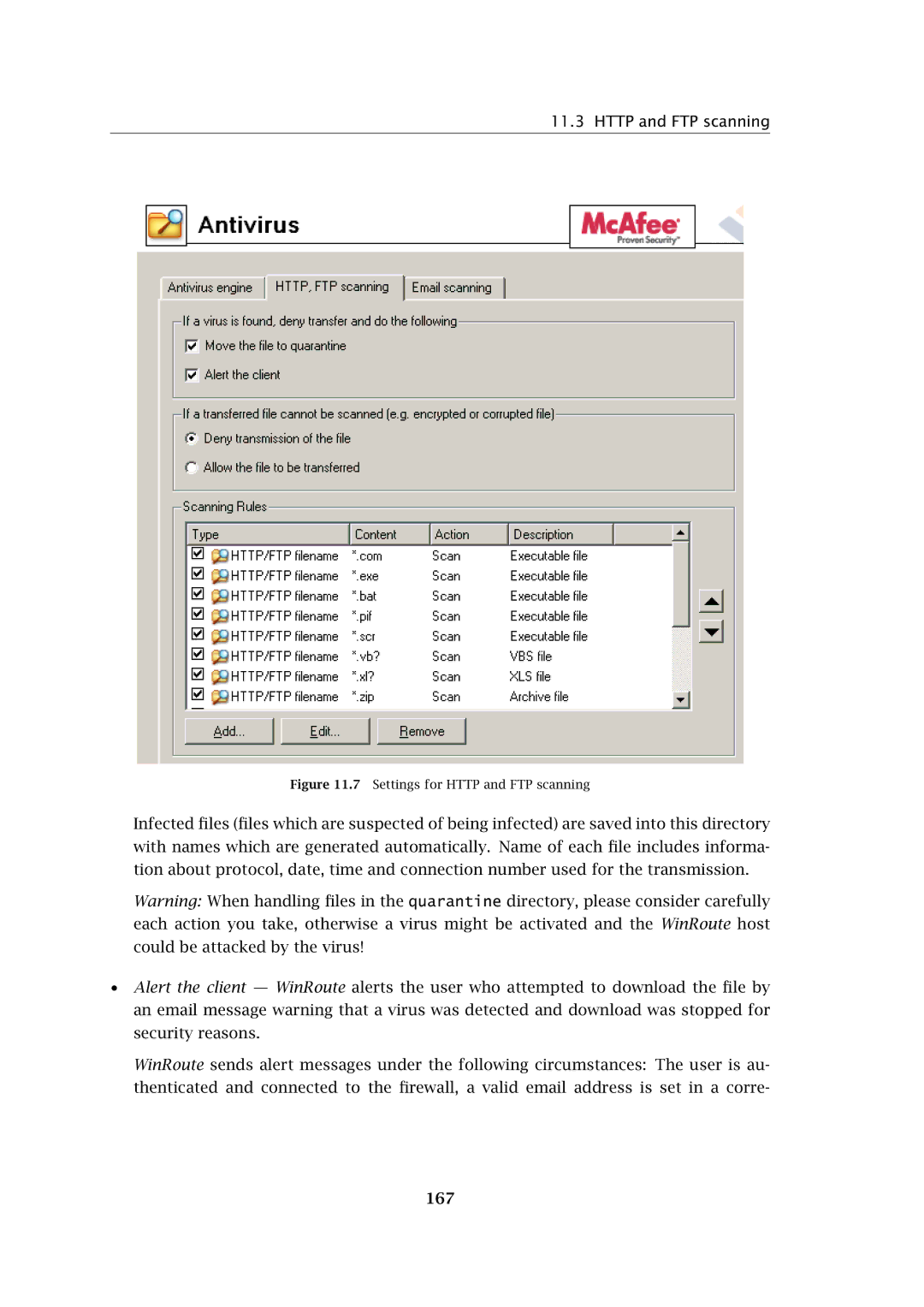 Kerio Tech Firewall6 manual Http and FTP scanning, 167 