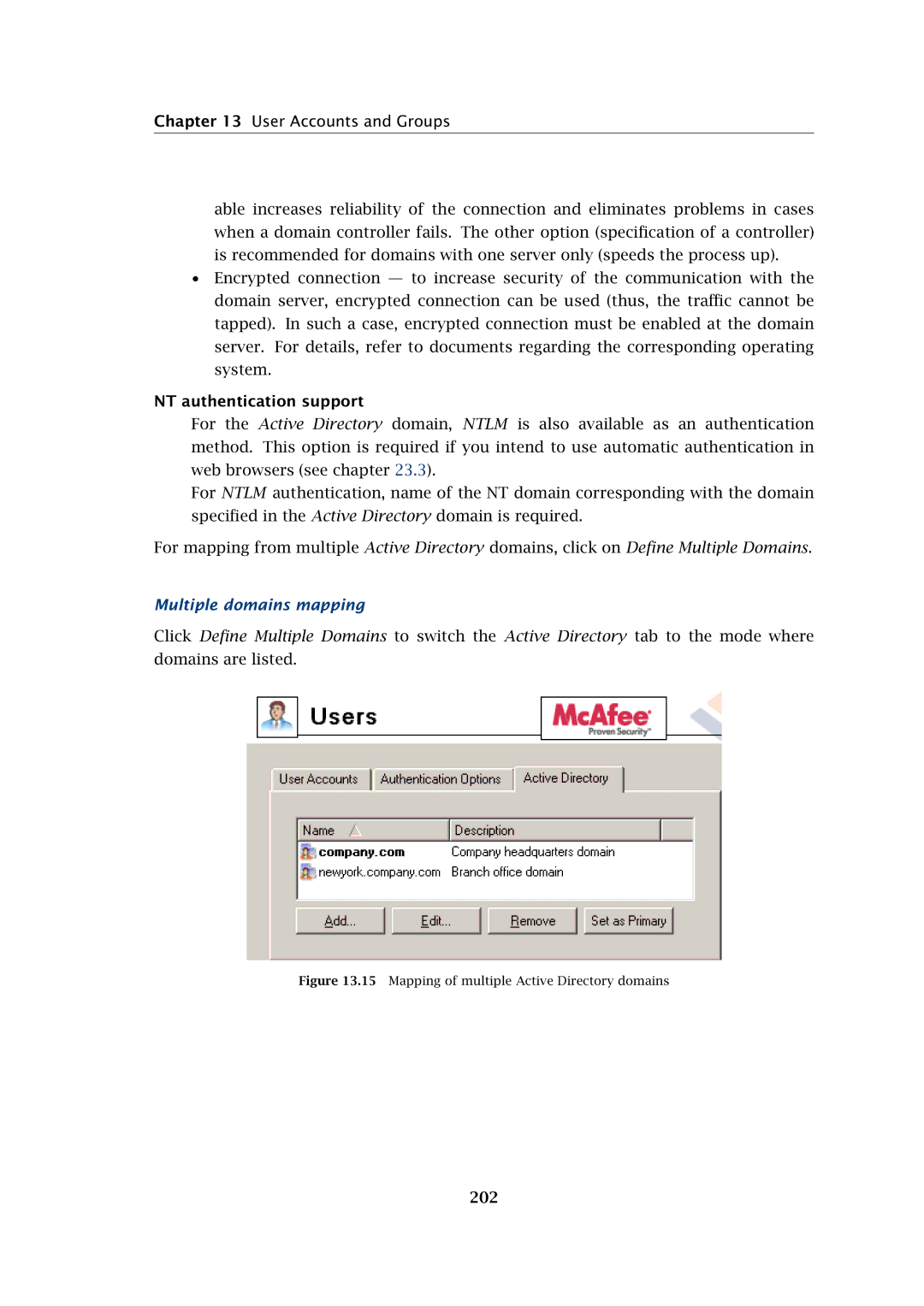 Kerio Tech Firewall6 manual NT authentication support, Multiple domains mapping, 202 