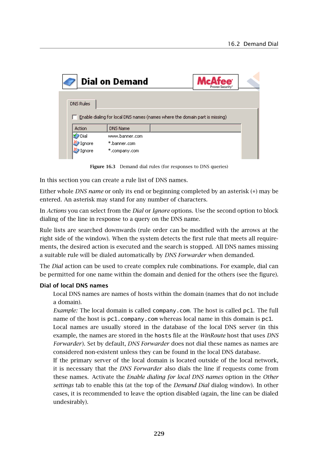 Kerio Tech Firewall6 manual Dial of local DNS names, 229 