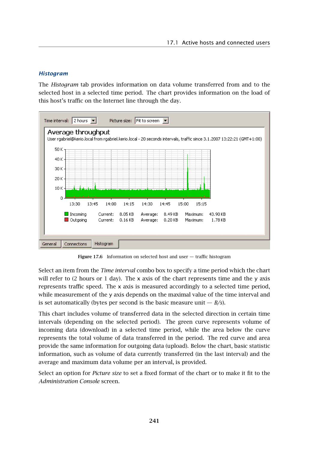 Kerio Tech Firewall6 manual Histogram, 241 