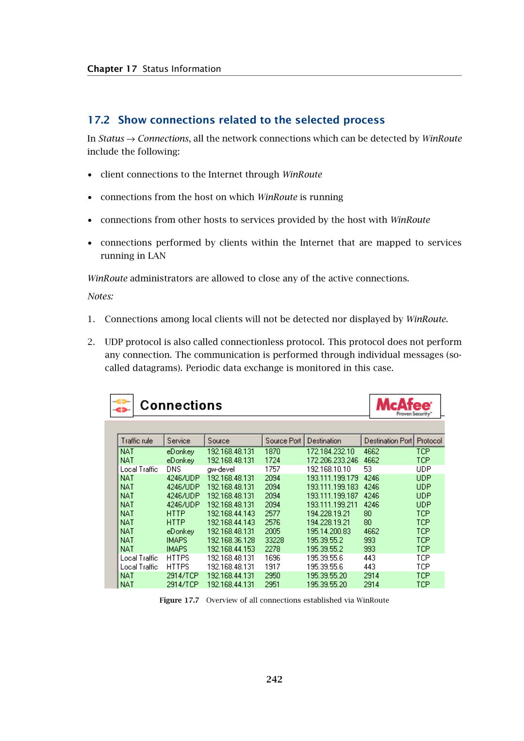 Kerio Tech Firewall6 manual Show connections related to the selected process, 242 