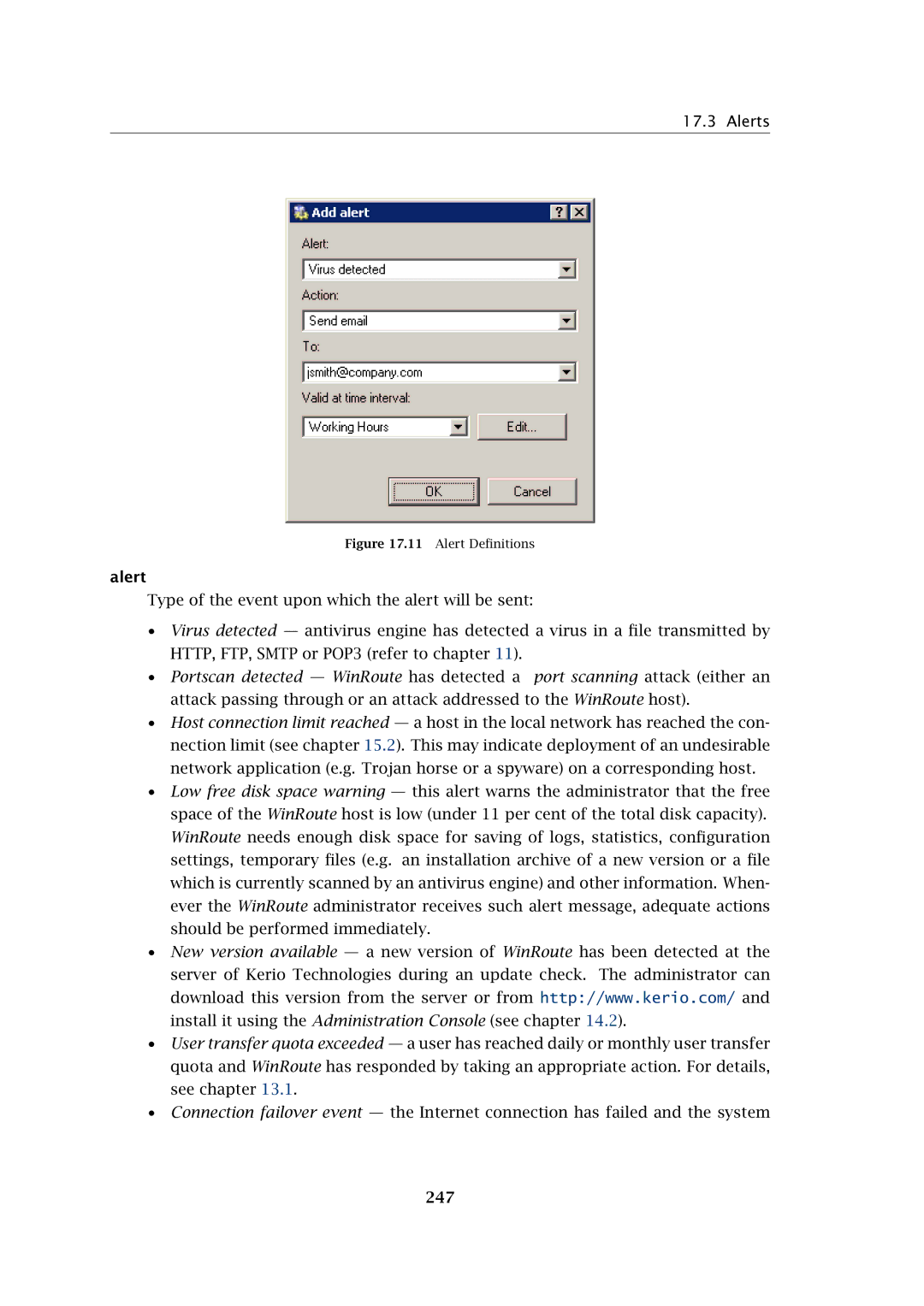 Kerio Tech Firewall6 manual Alerts, 247 
