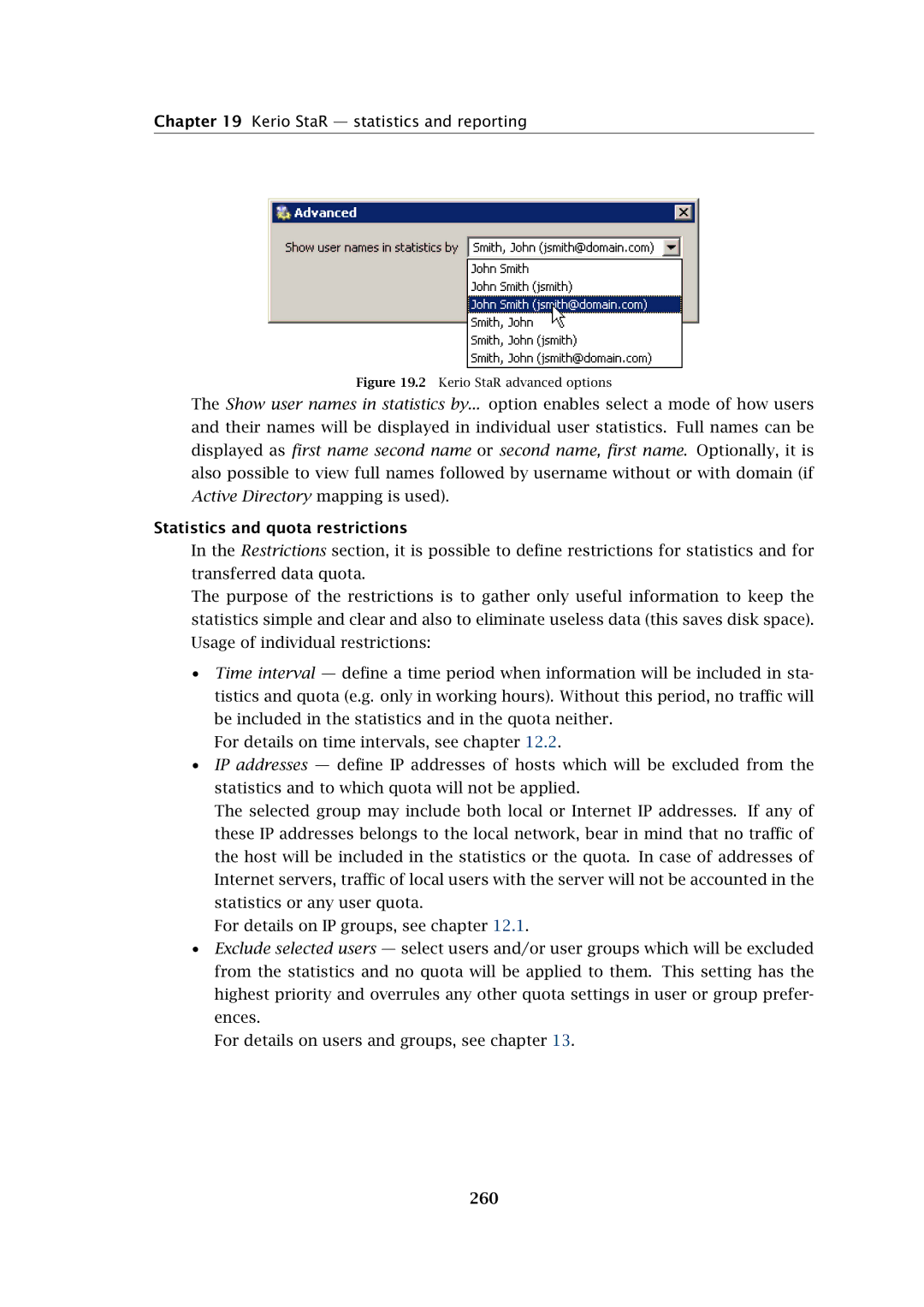 Kerio Tech Firewall6 manual Statistics and quota restrictions, 260 