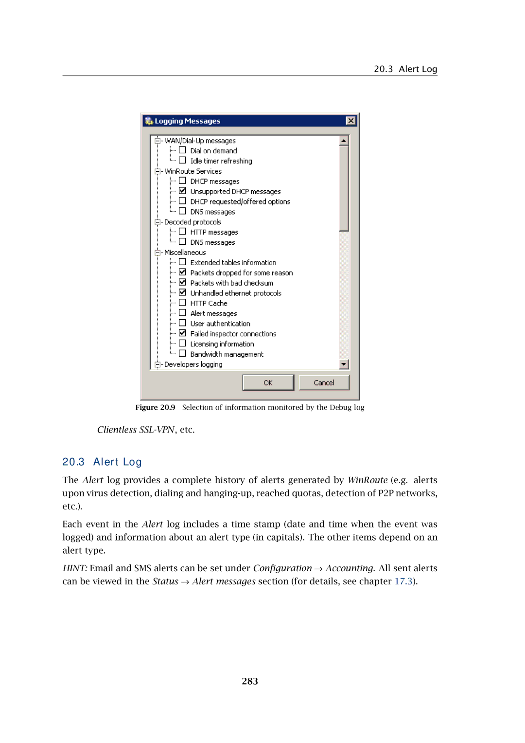 Kerio Tech Firewall6 manual Alert Log 