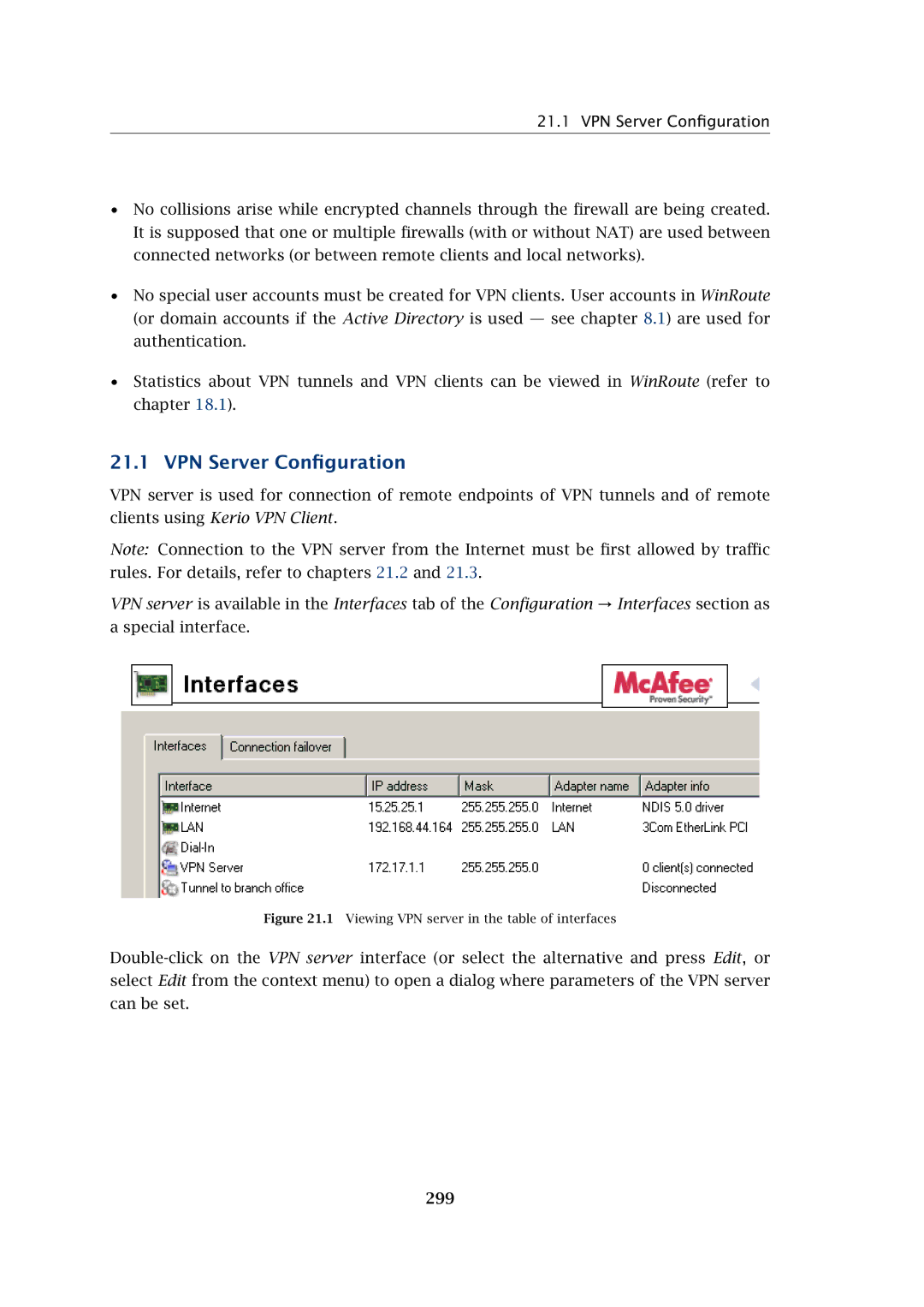 Kerio Tech Firewall6 manual VPN Server Conﬁguration, 299 