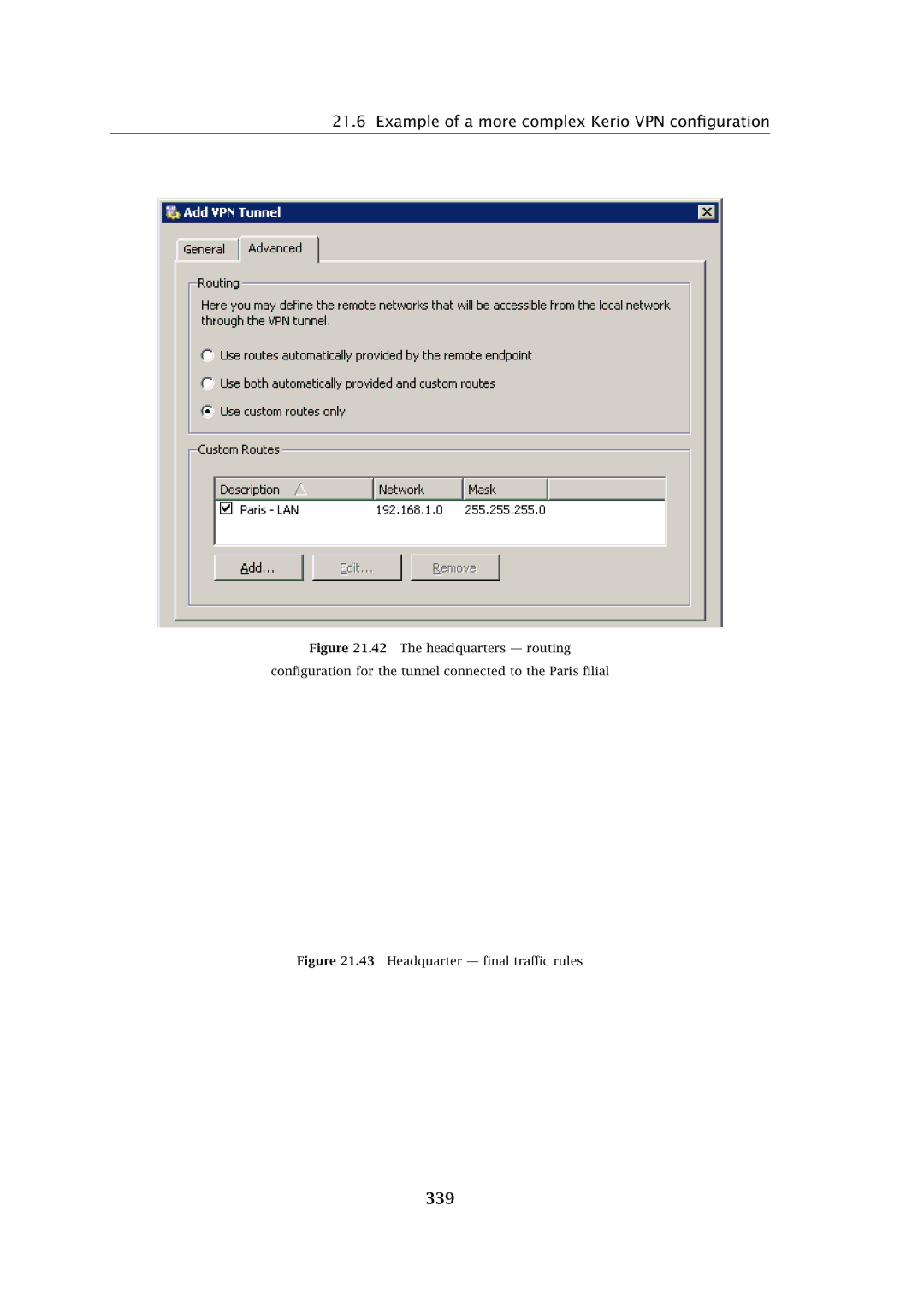 Kerio Tech Firewall6 manual 339, Headquarter ﬁnal traﬃc rules 