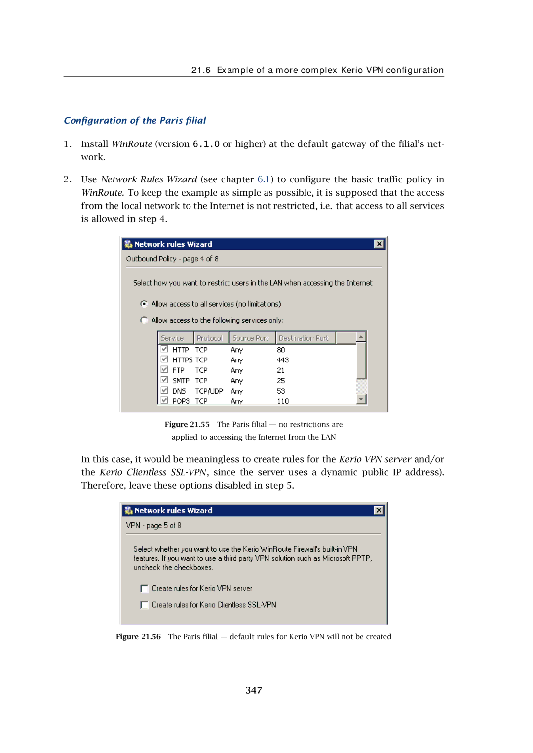 Kerio Tech Firewall6 manual Conﬁguration of the Paris ﬁlial, 347 