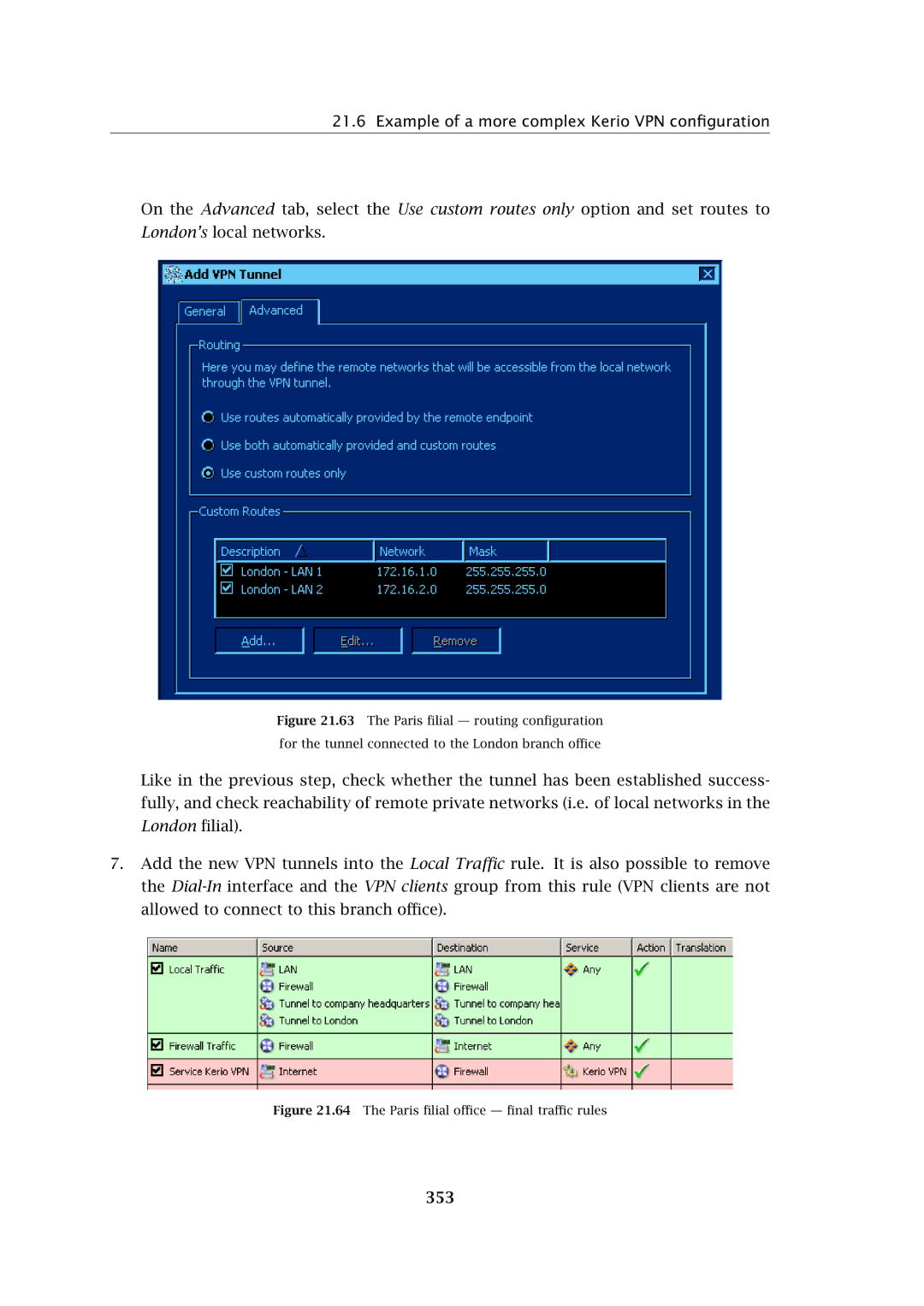 Kerio Tech Firewall6 manual 353, The Paris ﬁlial oﬃce ﬁnal traﬃc rules 