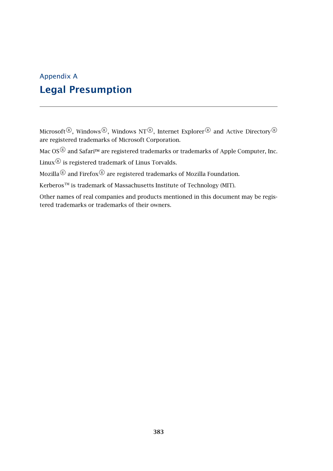 Kerio Tech Firewall6 manual Legal Presumption 