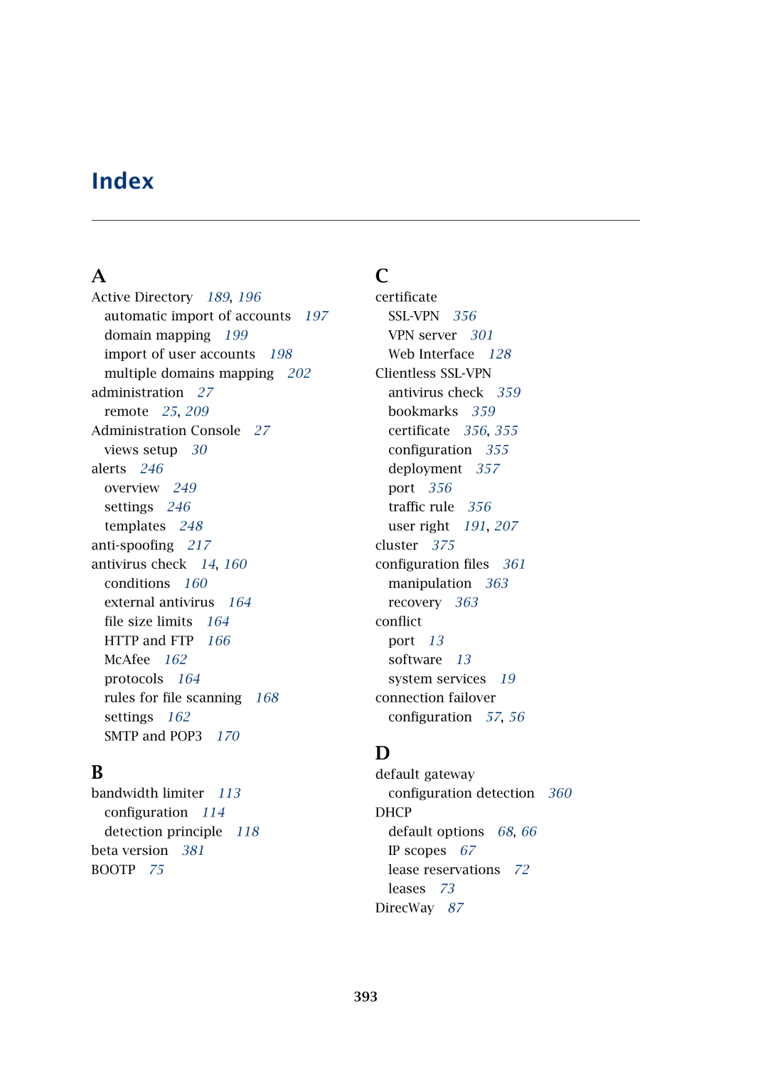 Kerio Tech Firewall6 manual Index, 393 