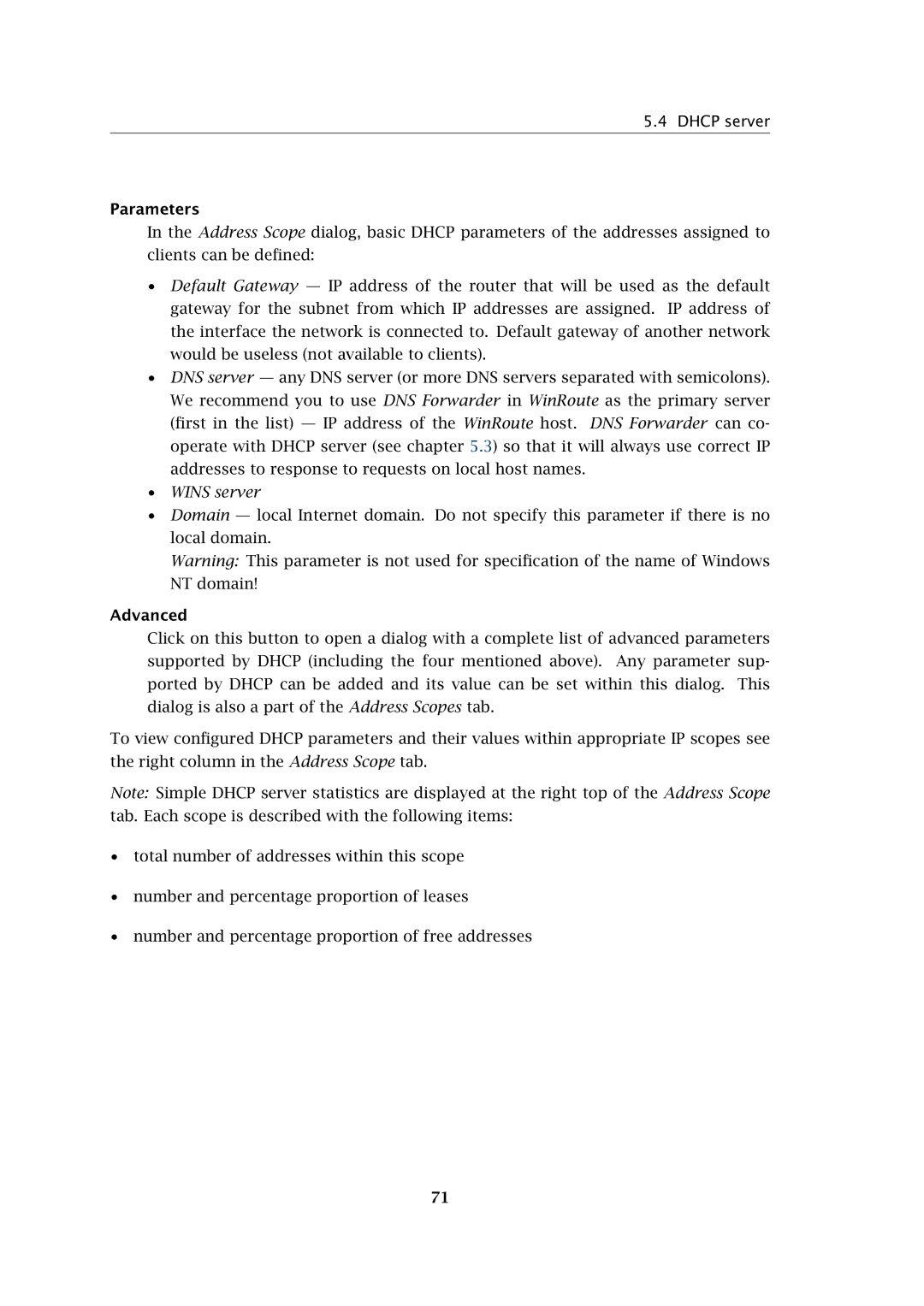 Kerio Tech Firewall6 manual Parameters 