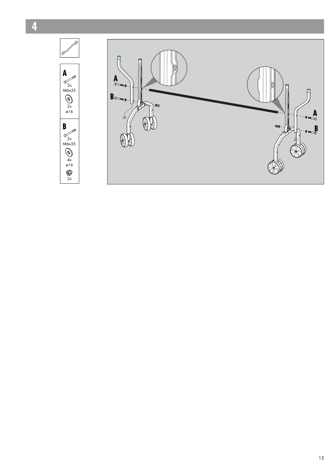 Kettler 07043-900, 07043-700, 07042-700, 07042-900 manual M6x55 Ø16 