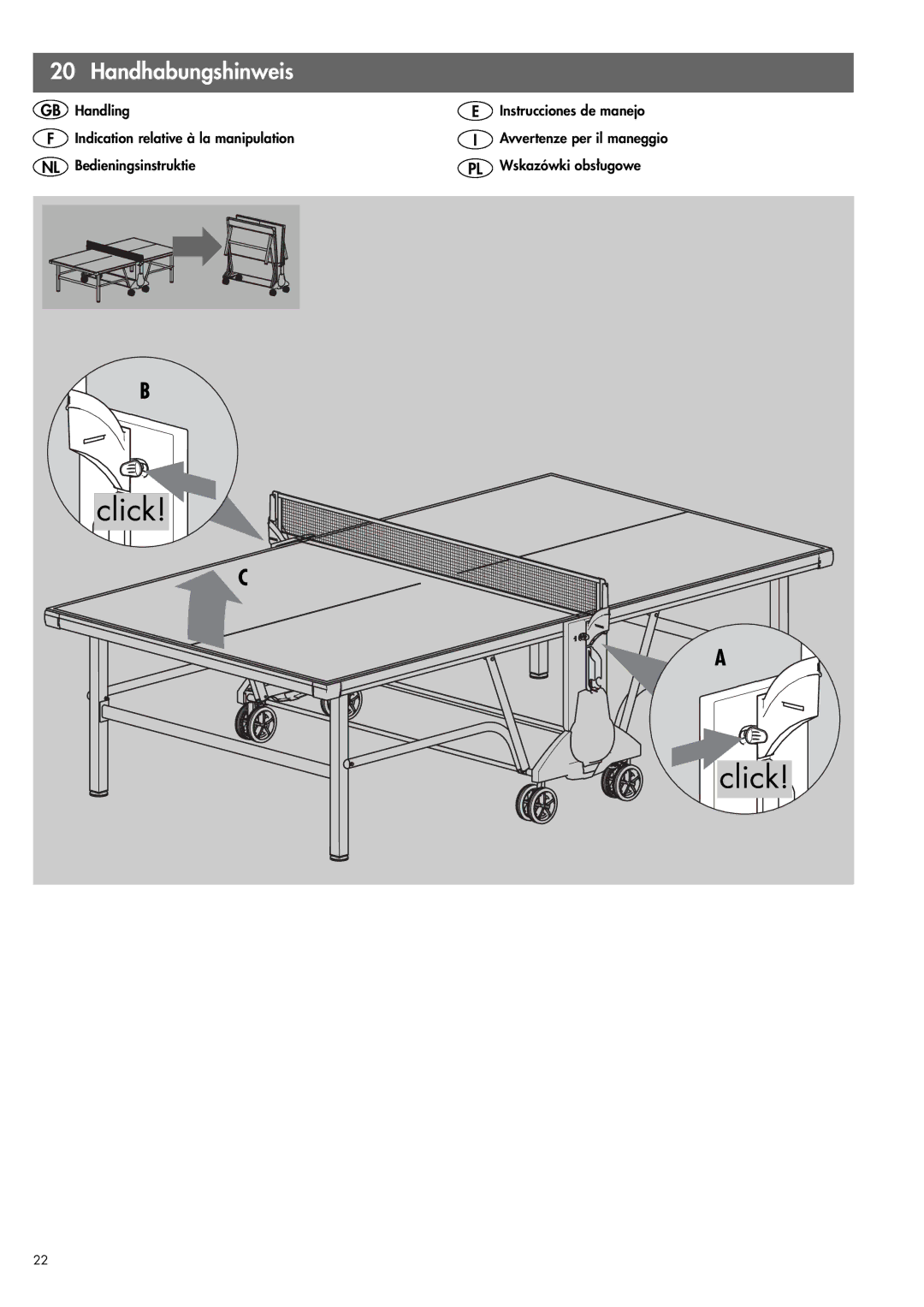 Kettler 07178-000, 07138-000 manual Click 