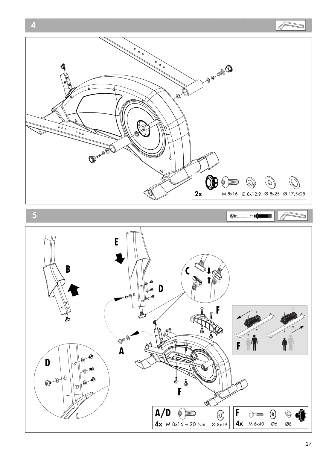 Kettler 07648-500 manual 4x M 8x16 = 20 Nm 