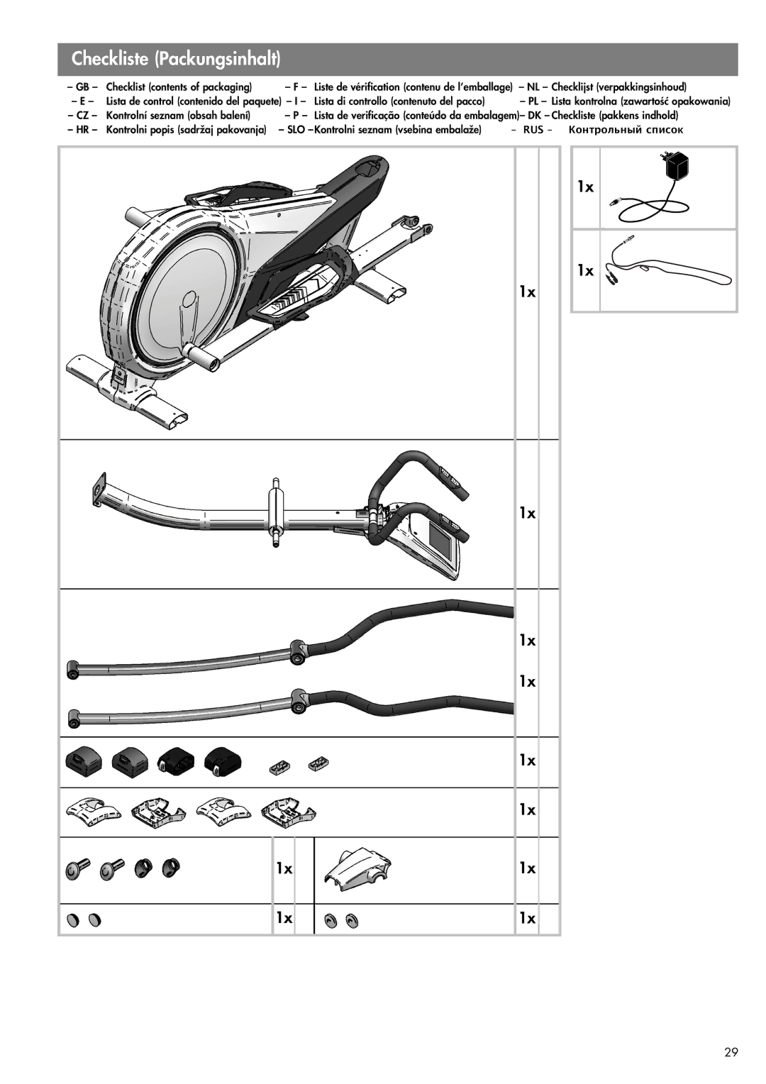 Kettler 07652-000 manual Checkliste Packungsinhalt 