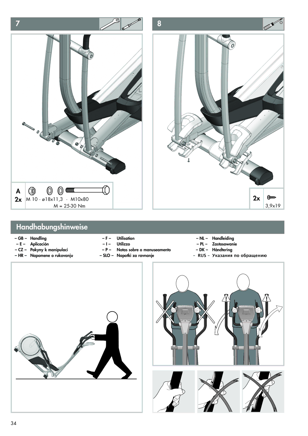 Kettler 07652-000 manual Handhabungshinweise, 10 · ø18x11,3 · M10x80 