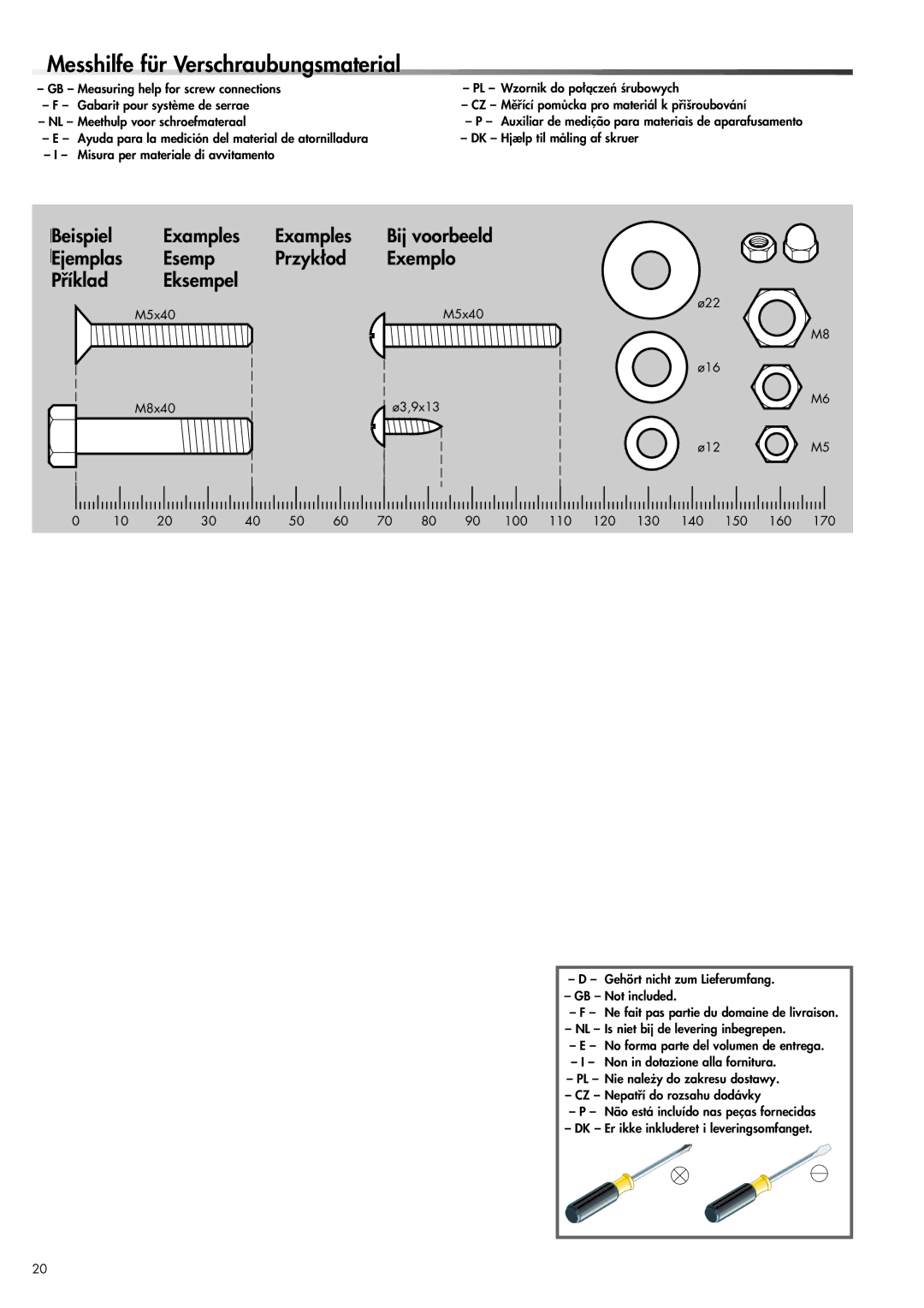 Kettler 07653-000, 300 manual Messhilfe für Verschraubungsmaterial 