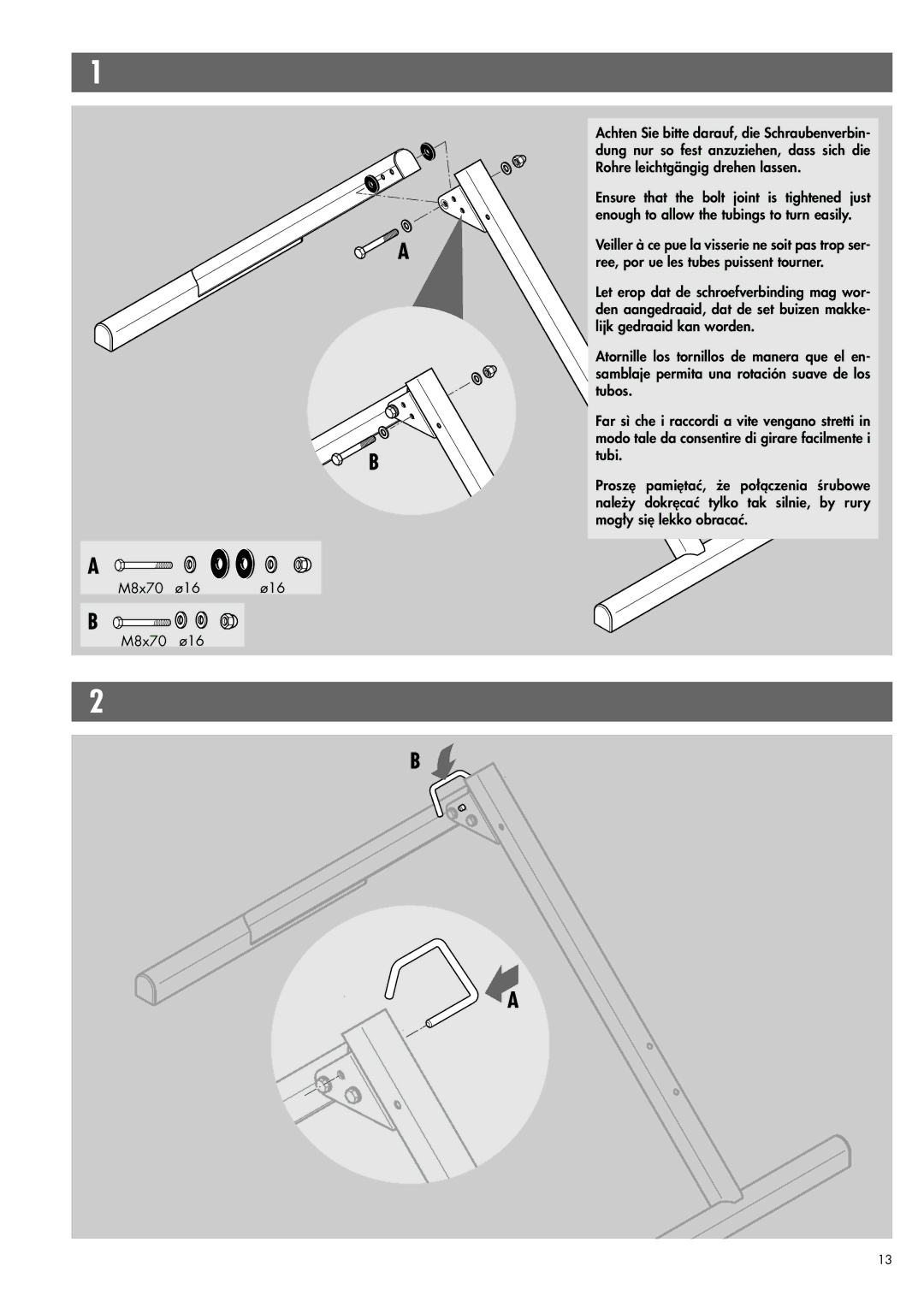 Kettler 07820-400 manual M8x70 ø16 Ø16 