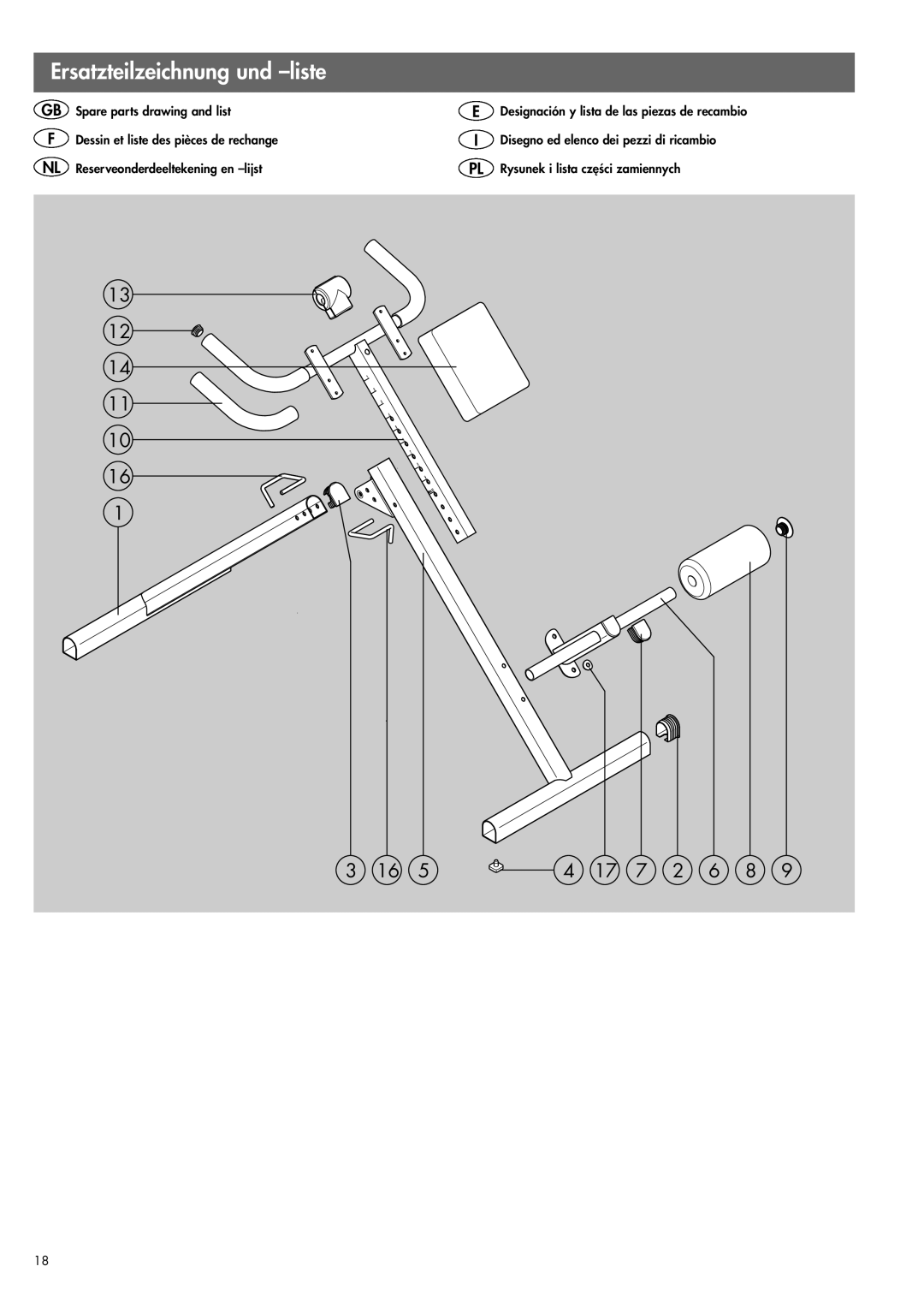 Kettler 07820-400 manual Ersatzteilzeichnung und -liste, 16 54 17 7 2 6 8 