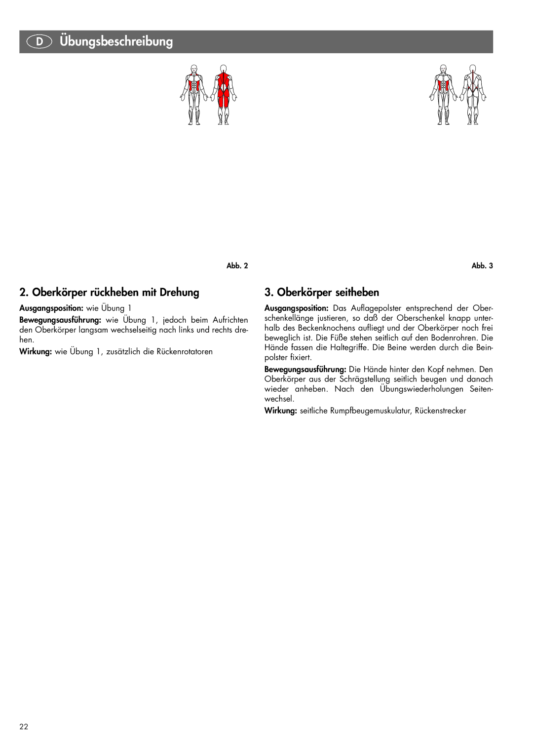 Kettler 07820-400 manual Oberkörper rückheben mit Drehung, Oberkörper seitheben 