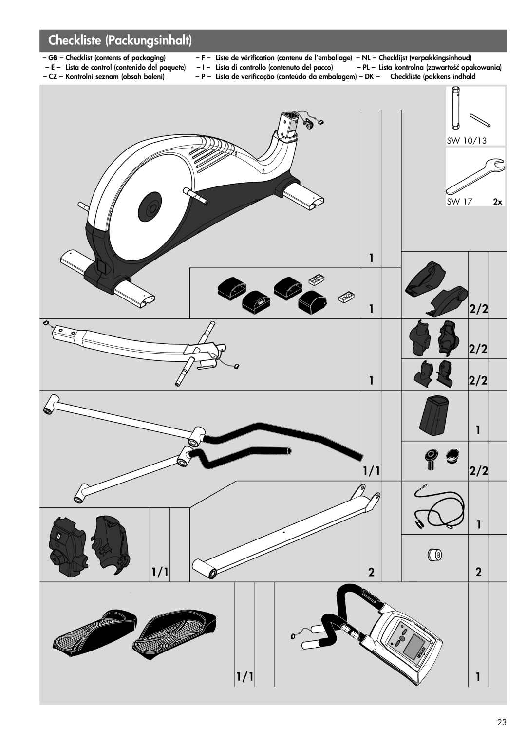 Kettler 07861-850 manual Checkliste Packungsinhalt 