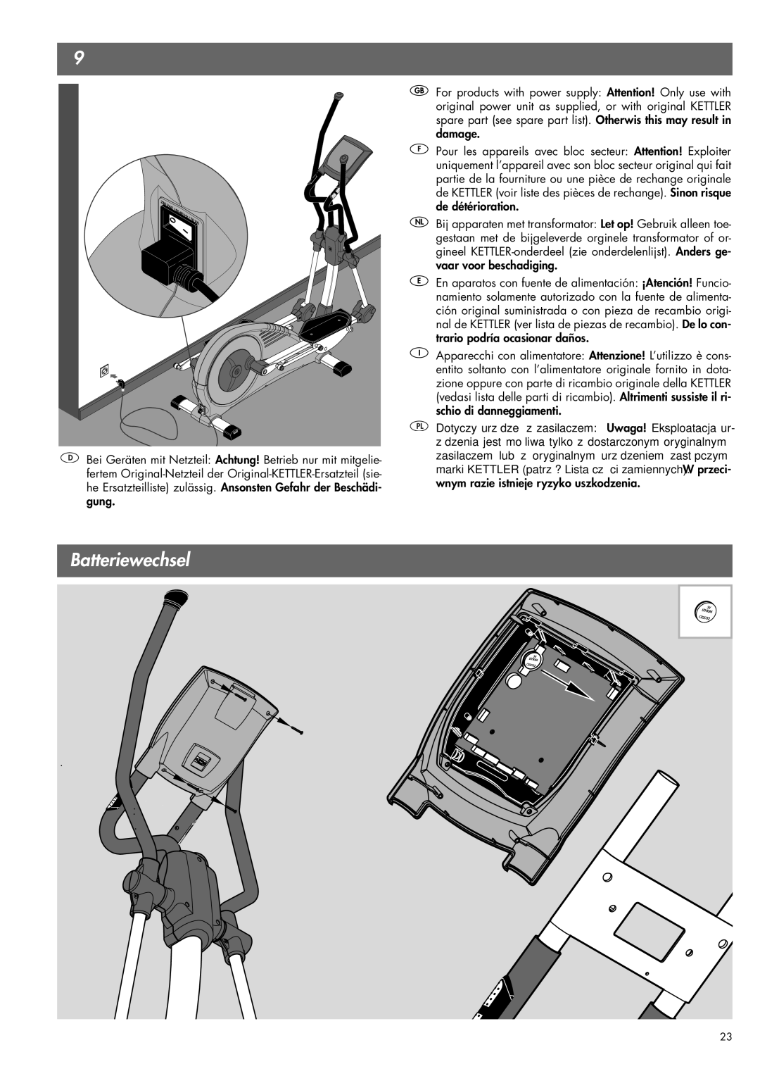 Kettler 07863-000 manual Batteriewechsel 