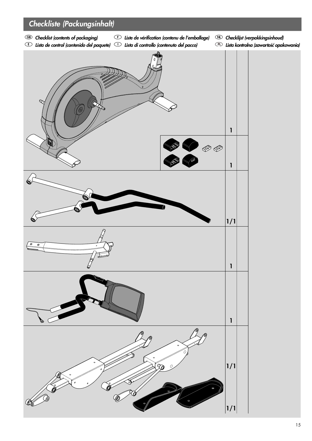 Kettler 07863-000 manual Checkliste Packungsinhalt 